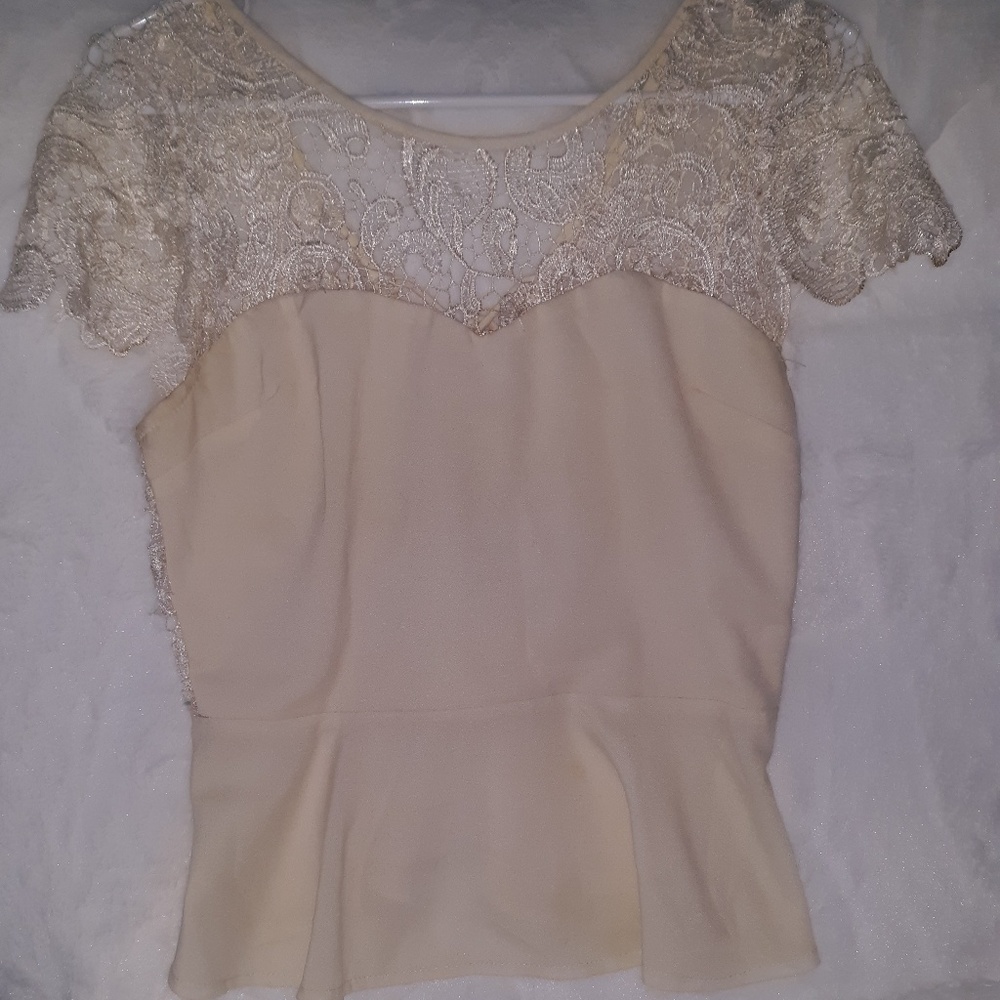 cream lace peplum top